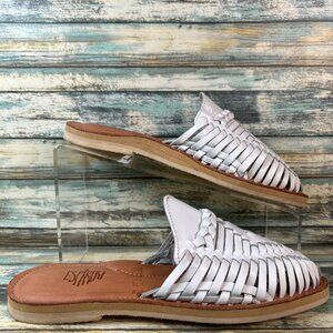 Espiritu Huarache Mules Womens Sz 8 Campo White Leather Shoes Slip On Handmade